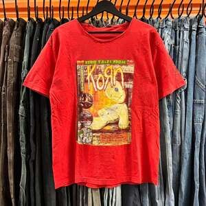 Vintage 2000 Korn Issues Tour Shirt, Red Band Tee, Distressed - Size Large